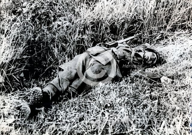 A German soldier killed during the invasion of Normandy, 1944. Creator: Unknown.