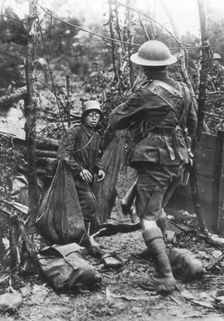 A German soldier surrenders, Aisne, France, World War I, 18 July 1918