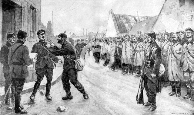 'A German Prisoner Dares to Attack an Officer', France, World War I, 1915. Artist: Unknown