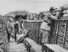 A German trench, World War I, 1915