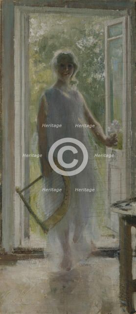 A Girl on the Doorstep. Artist: Korovin, Konstantin Alexeyevich (1861-1939)