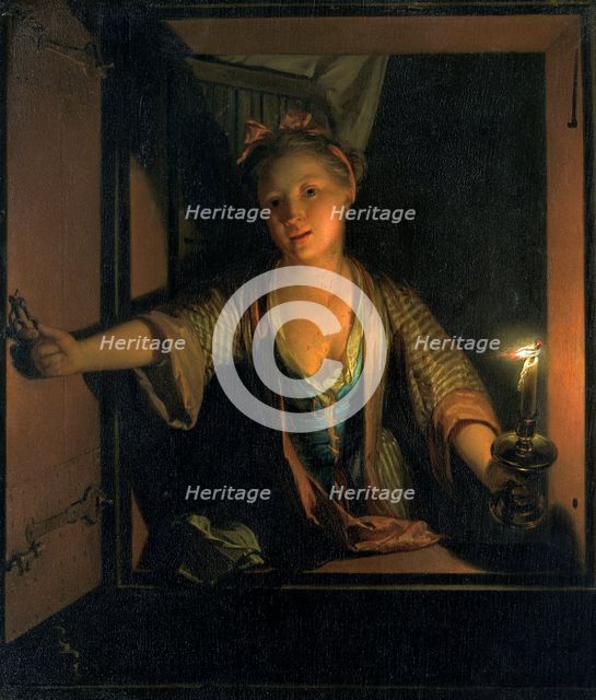 'A girl at the window', 1663-1700. Creator: Godfried Schalcken.