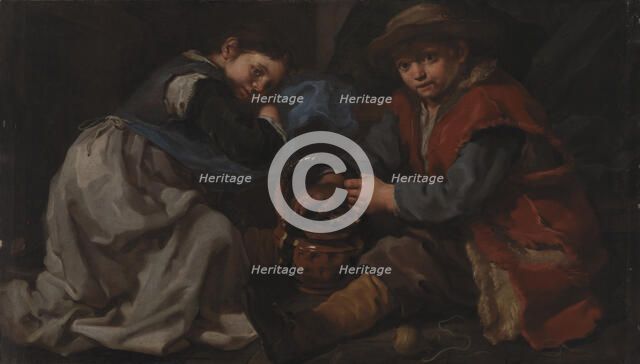 A Girl and a Boy with a Braizer. (Allegory of "Winter"), 1655-1660. Creator: Bernhard Keil.