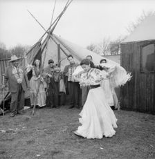 A girl dancing at a gypsy camp, Landskrona, Sweden, 1954. Creator: Unknown