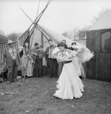 A girl dancing at a gypsy camp, Landskrona, Sweden, 1954