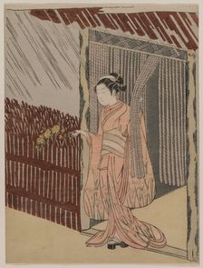 A Girl Dressing in Pink, 1766. Creator: Suzuki Harunobu (Japanese, 1724-1770)