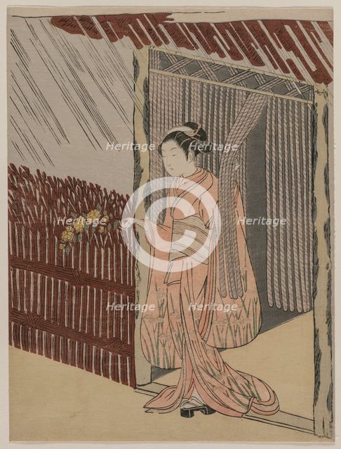 A Girl Dressing in Pink, 1766. Creator: Suzuki Harunobu (Japanese, 1724-1770).