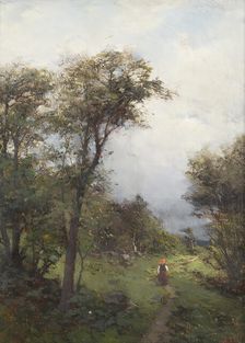 A Girl from Dalarna on the Road. Creator: Johan Severin Nilsson