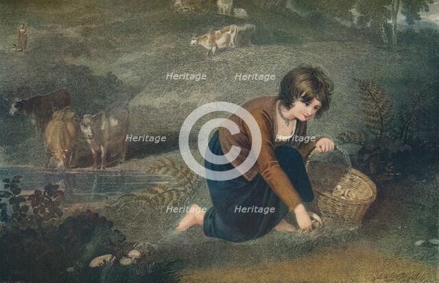 A Girl Gathering Mushrooms, 1800, (1917). Artist: Robert Mitchell Meadows
