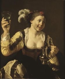 A Girl Holding a Glass ("Taste", One of a Series of the Five Senses), 1620s. Creator: Hendrick ter Brugghen