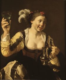 A Girl Holding a Glass ("Taste", One of a Series of the Five Senses), 1620s. Creator: Hendrick ter Brugghen