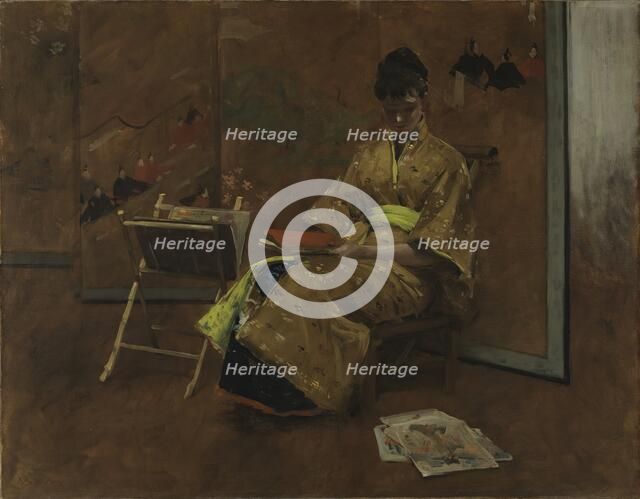 A Girl in Japanese Gown. The Kimono, 1887. Creator: William Merritt Chase.