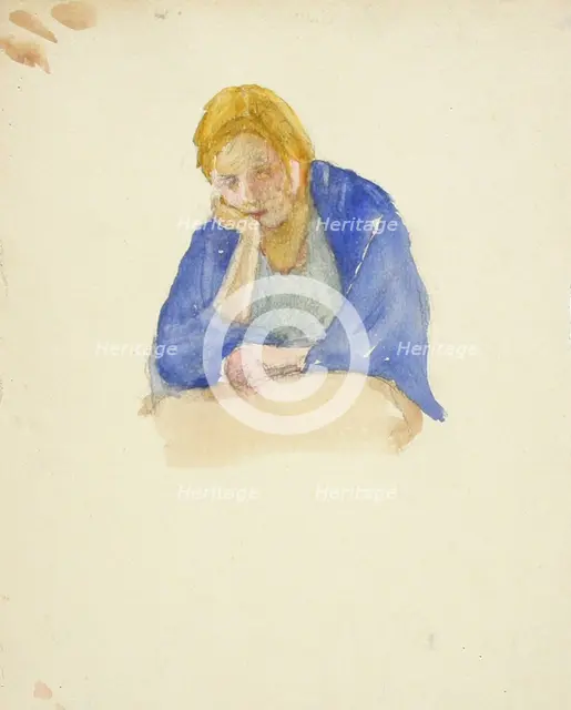 A girl leaning on her hand. Creator: Maria Wiik.