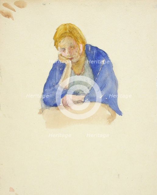A girl leaning on her hand. Creator: Maria Wiik.