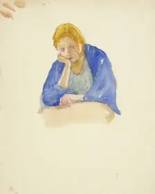 A girl leaning on her hand. Creator: Maria Wiik