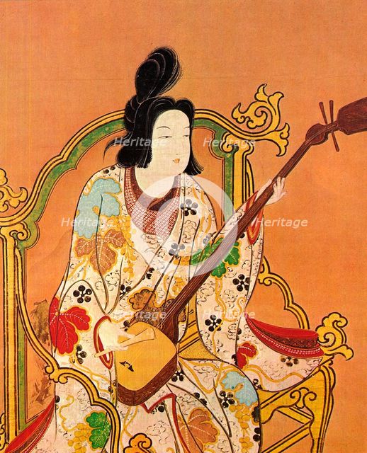 A Girl Playing a Shamisen, second half of the 17th century.  Creator: Anonymous.