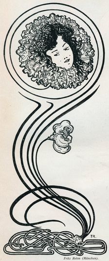 A girl's head in a flower, 1898. Creator: Fritz Rehm