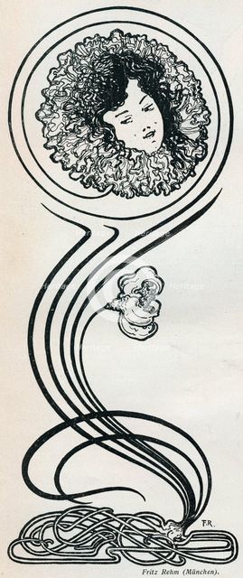 A girl's head in a flower, 1898. Creator: Fritz Rehm.