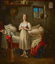 A girl's morning toilet, 1836. Creator: Michael Neder