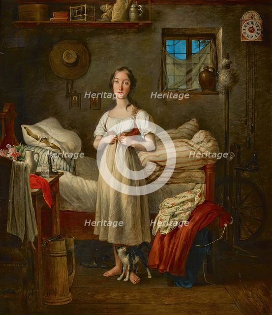A girl's morning toilet, 1836. Creator: Michael Neder.