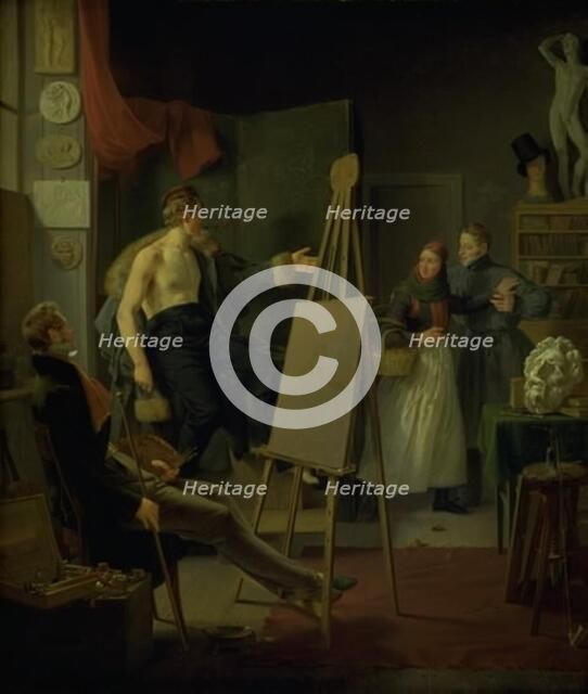 A Girl Selling Fruit in an Artist's Studio, 1828. Creator: Albert Kuchler.