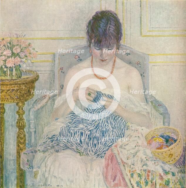 A Girl Sewing, c1894-1914, (1914). Artist: Frederick Carl Frieseke