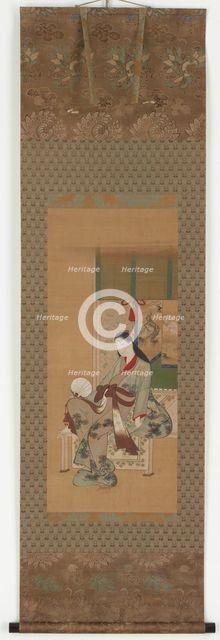 A girl sitting on a verandah, Edo period, (18th century?). Creator: Kawamata Tsuneyuki.