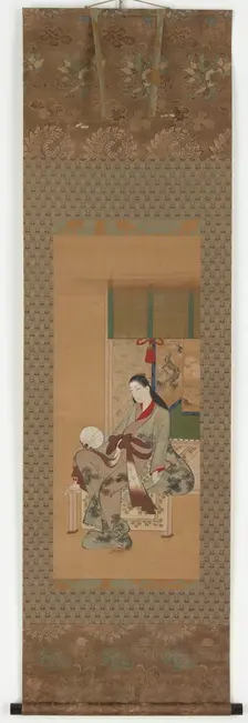 A girl sitting on a verandah, Edo period, (18th century?). Creator: Kawamata Tsuneyuki