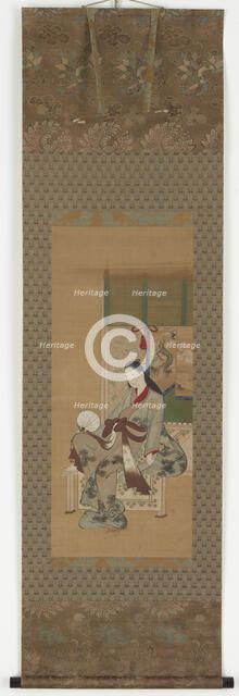 A girl sitting on a verandah, Edo period, (18th century?). Creator: Kawamata Tsuneyuki.