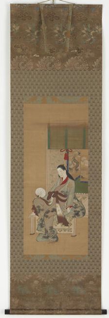 A girl sitting on a verandah, Edo period, (18th century?). Creator: Kawamata Tsuneyuki