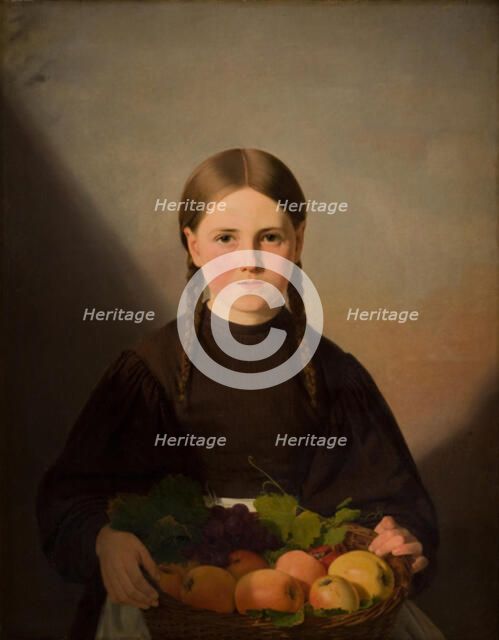 A Girl with a Basket of Fruits, 1834-1835. Creator: Jorgen Pedersen Roed.