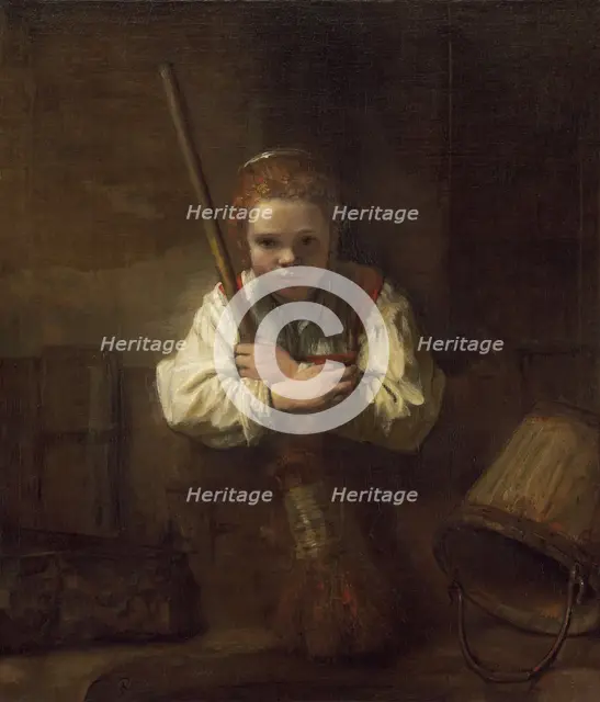 A Girl with a Broom, 1651. Creator: Rembrandt Harmensz van Rijn.