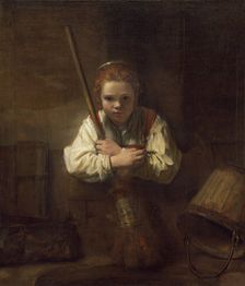 A Girl with a Broom, 1651. Creator: Rembrandt Harmensz van Rijn