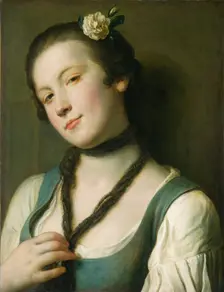 A Girl with a Flower in Her Hair, 1760/1762. Creator: Pietro Rotari