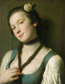 A Girl with a Flower in Her Hair, 1760/1762. Creator: Pietro Rotari