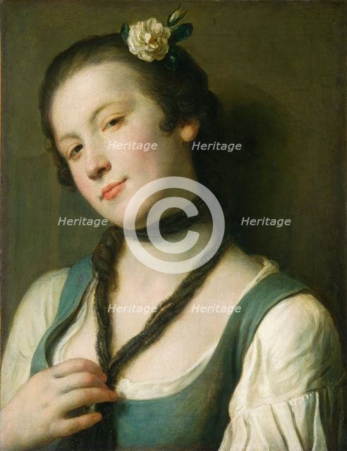 A Girl with a Flower in Her Hair, 1760/1762. Creator: Pietro Rotari.