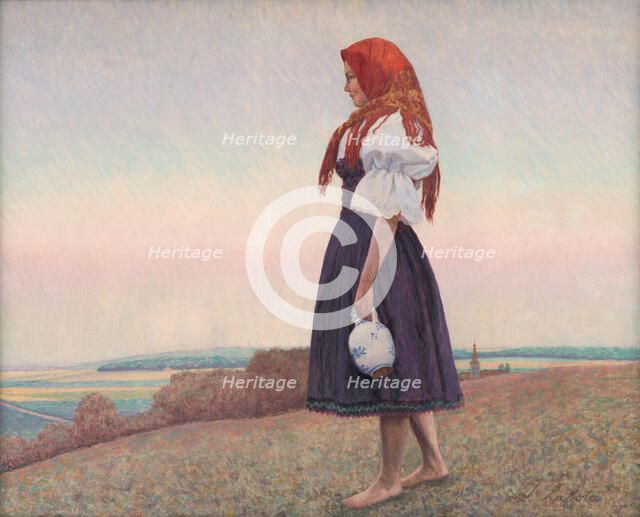 A girl with a jug, 1920s. Creator: Zabota, Ivan (1877-1939).