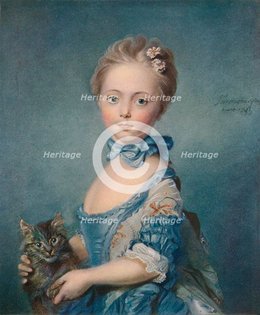 A Girl with a Kitten, 1743, (1902). Artist: Jean-Baptiste Perronneau