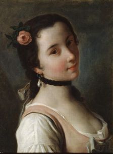 A Girl with a Rose mid 18th century. Artist: Pietro Rotari