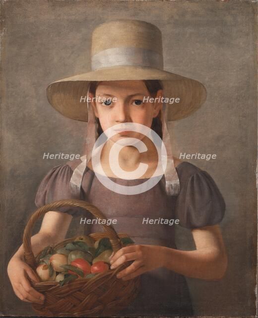A Girl with Fruits in a Basket, 1825-1828. Creator: Constantin Hansen.