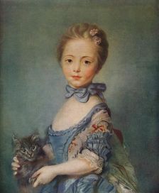 A Girl With Kitten c1743. Artist: Jean-Baptiste Perronneau
