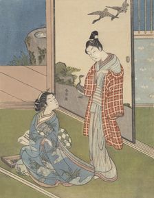 A Girl Writing a Letter, 18th century., 18th century. Creator: Suzuki Harunobu