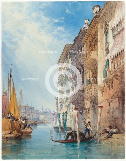 A Gondola on the Grand Canal, Venice, 1866. Creator: William Callow.