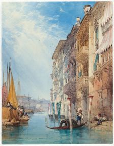 A Gondola on the Grand Canal, Venice, 1866. Creator: William Callow