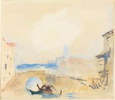 A Gondola Passing Under a Bridge in Venice. Creator: Hercules Brabazon Brabazon