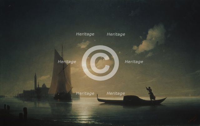A Gondolier in Venice at night, 1843. Artist: Aivazovsky, Ivan Konstantinovich (1817-1900)
