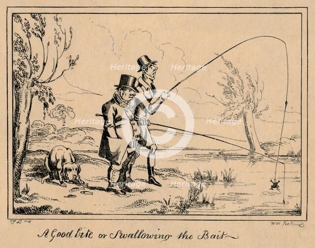 'A Good Bite or Swallowing the Bait', 1835. Creator: William Heath.