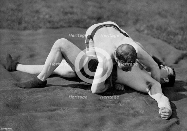 A good fall, wrestling display, Aldershot, Hampshire, 1896. Artist: Gregory & Co