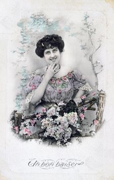 A Good Kiss French Postcard, c1900