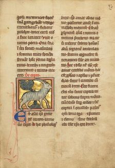 A Goat; De Natura Avium; De Pastoribus et Ovibus; Bestiarium, 1277 or after. Creator: Unknown